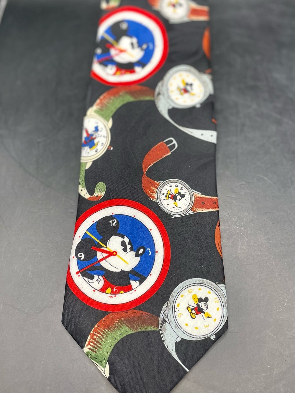 Disney Mickey Unlimited Mickey Mouse Balacine Watches Embossed Tie Necktie